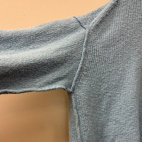 Free People Blue Brookside Tunic Oversized Scoop Neck Sweater Size Medium - Picture 9 of 10